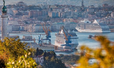 Cruises, first ship at Porto Vecchio in Trieste