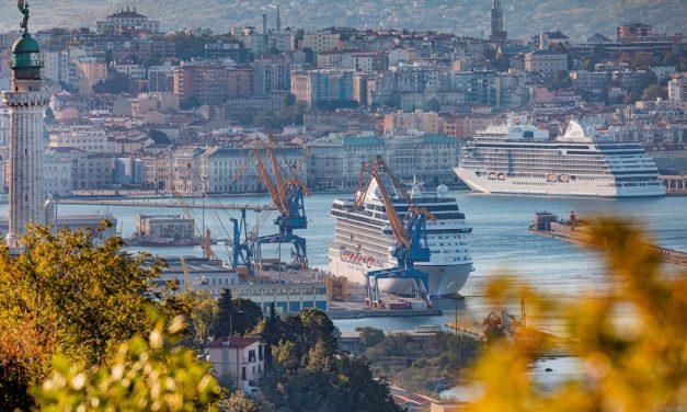 Cruises, first ship at Porto Vecchio in Trieste
