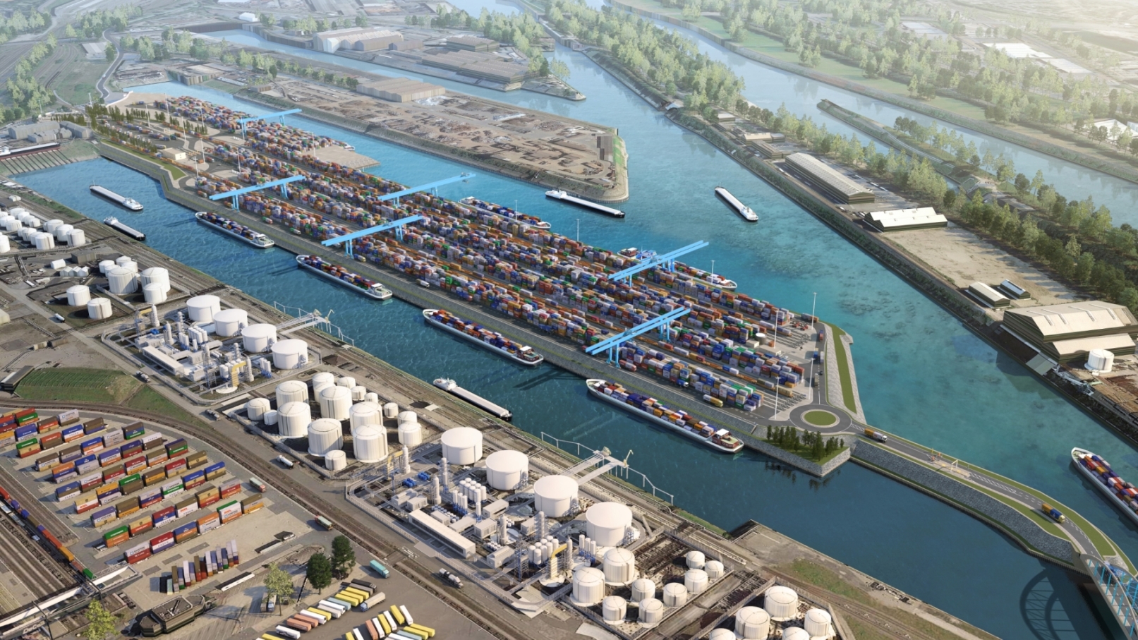 un render del futuro terminal container DGT a Duisburg.