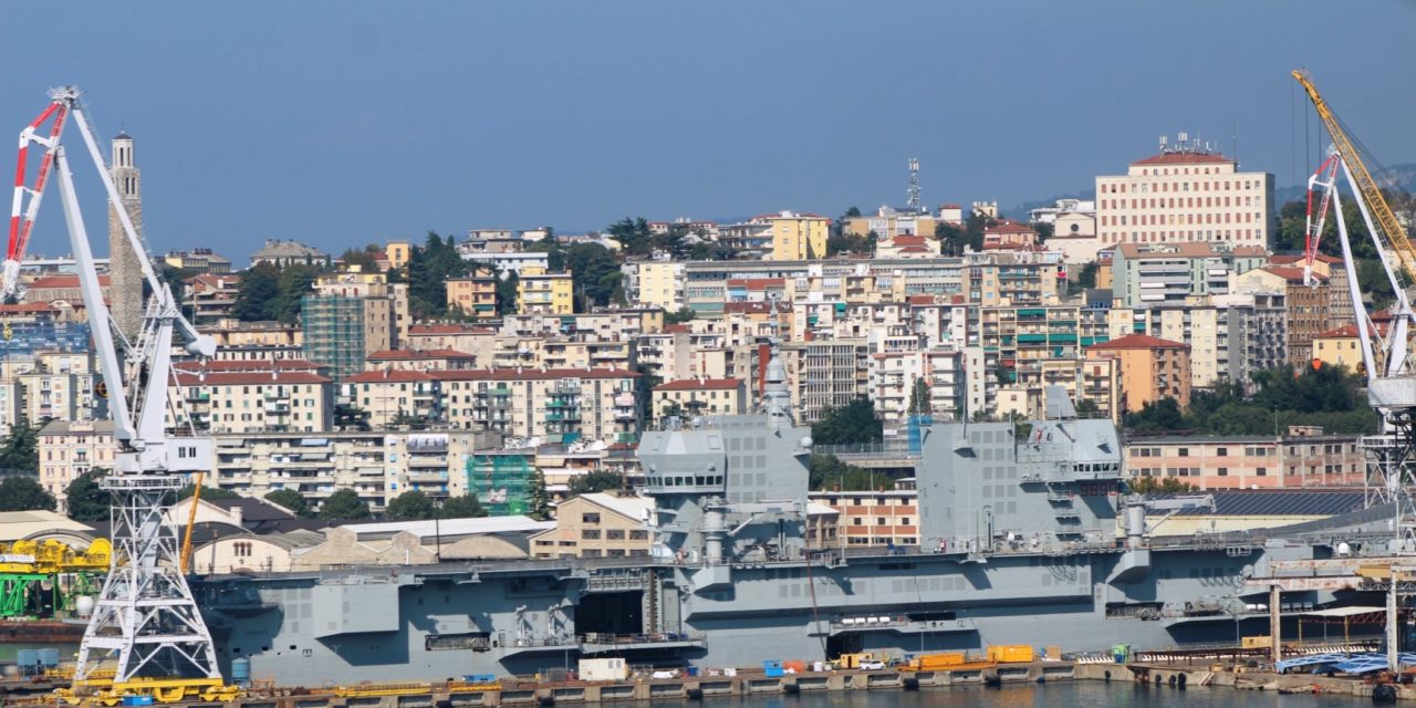 La portaelicotteri Trieste all’Arsenale<h2 class='anw-subtitle'>La nave della Marina militare al bacino Fincantieri per lavori di preconsegna </h2>