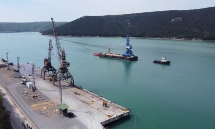 Porto di Fiume, nuova gru al terminal di Raša<h2 class='anw-subtitle'>Consegnata via mare nei giorni scorsi, ha una capacità di 20 tonnellate</h2>