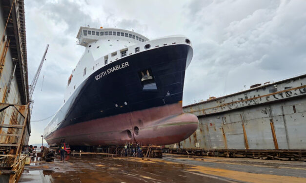 Al cantiere Viktor Lenac di Fiume la Ro-Ro di Wallenius Sol