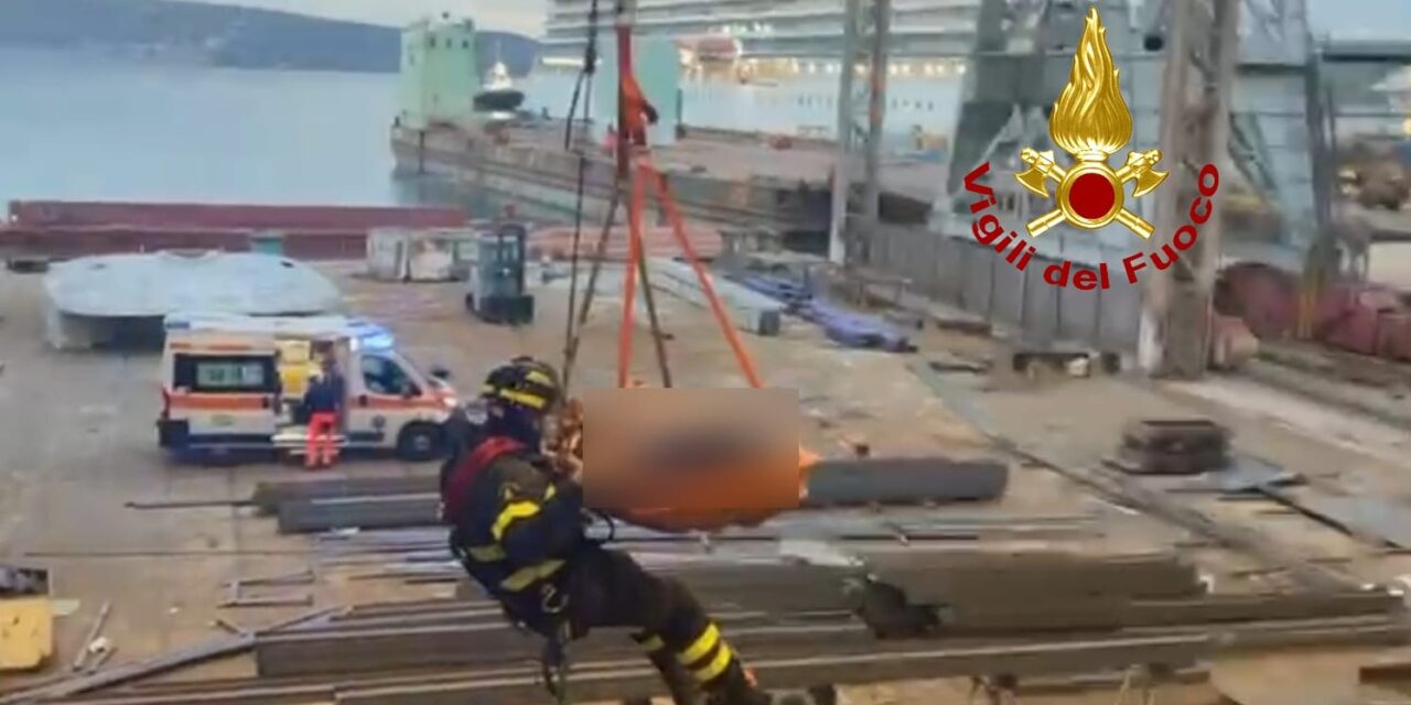 Grave incidente a operaio in cantiere navale a Trieste<h2 class='anw-subtitle'>Vigili del Fuoco e sanitari del 118 sono intervenuti oggi pomeriggio nell'area Cartubi</h2>