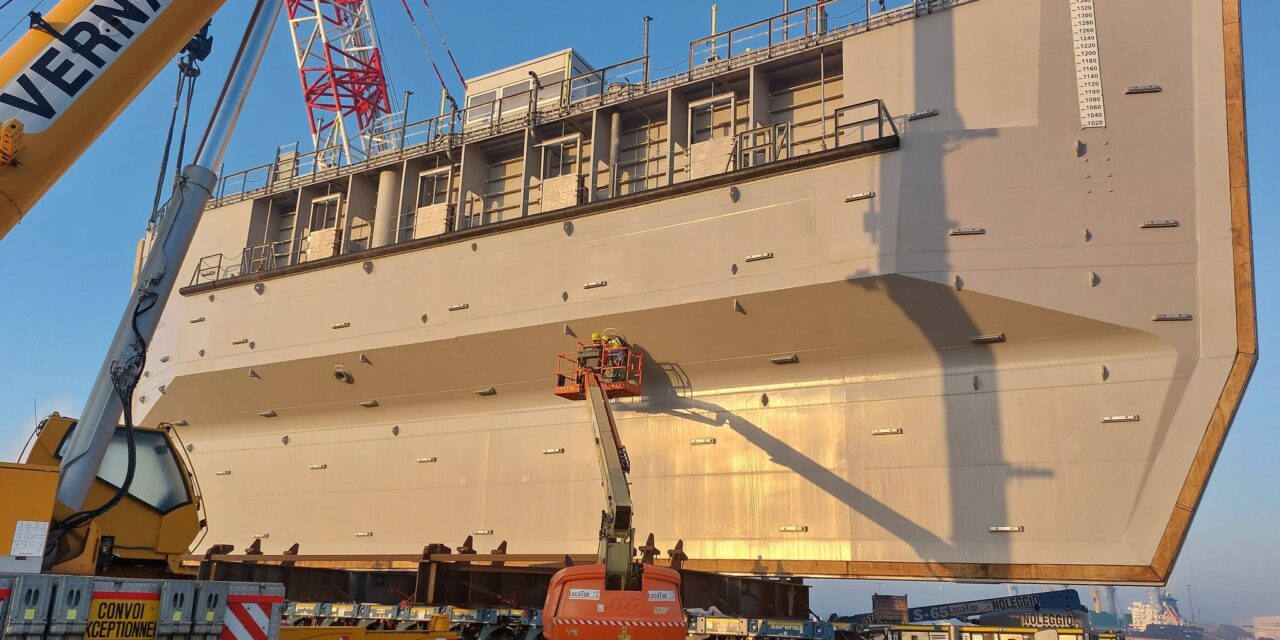 Ravenna, “floating caisson” launched for the Taranto Naval Arsenal<h2 class='anw-subtitle'>The structure built by Orizzonte Sistemi Navali (Fincantieri), launched from the port quay</h2>